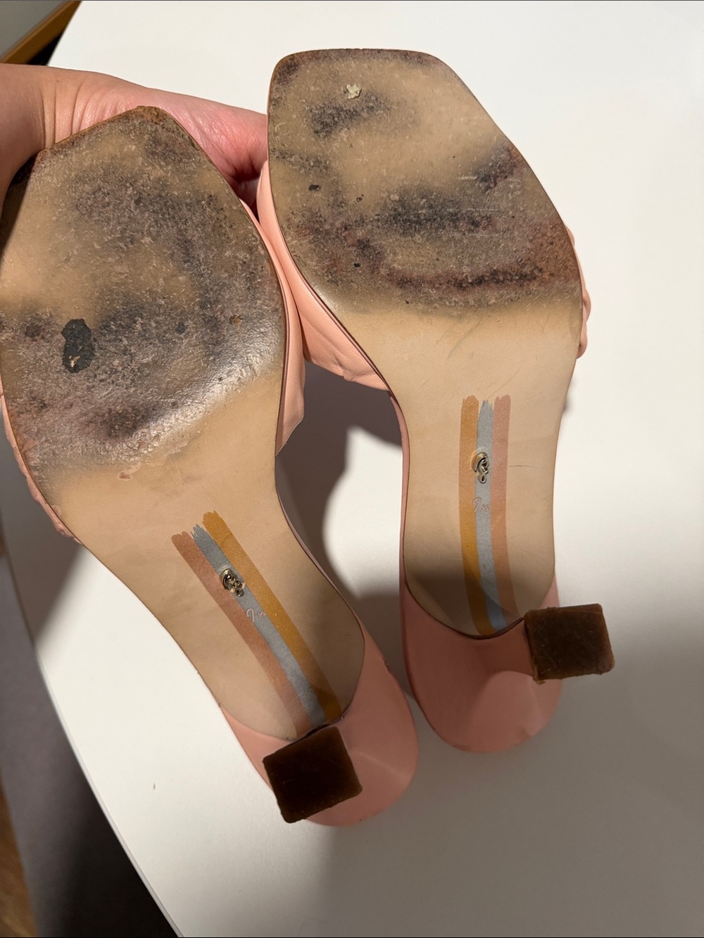 Sam Edelman Pink Ruched Square-Toe Slide Heels - Picture 2 of 4